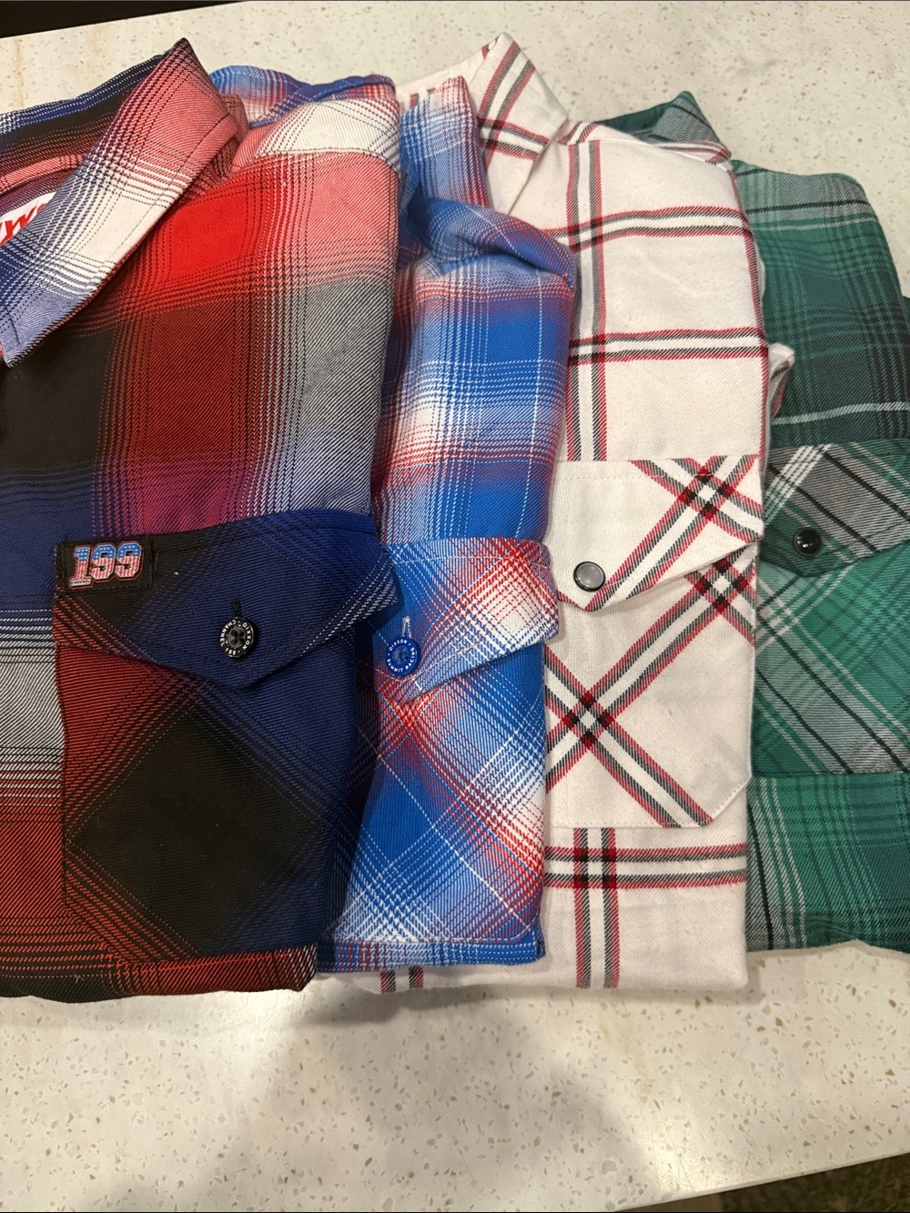 DIXXON  4 shirts Red, Blue and Black Plaid Button-Down Shirt